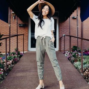 Striped Olive Relaxed Pants